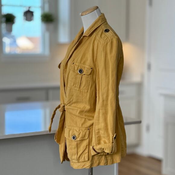 Cartonnier | Anthropologie Brand Nepal Mustard Yellow Linen Blend Utility Jacket - Picture 3 of 6